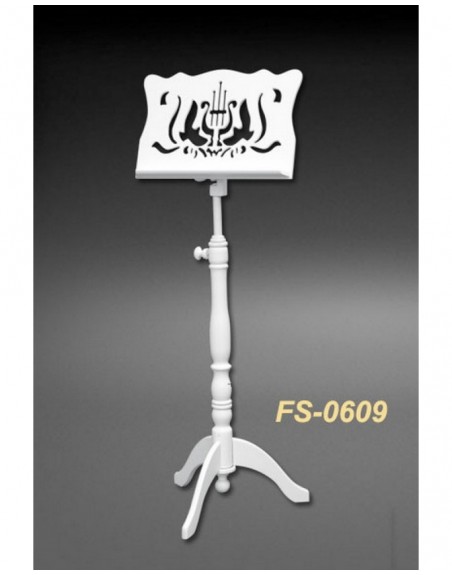 LUTRIN BLANC SATINE - TABLETTE AJOUREE MOTIF LYRE - FUSEN