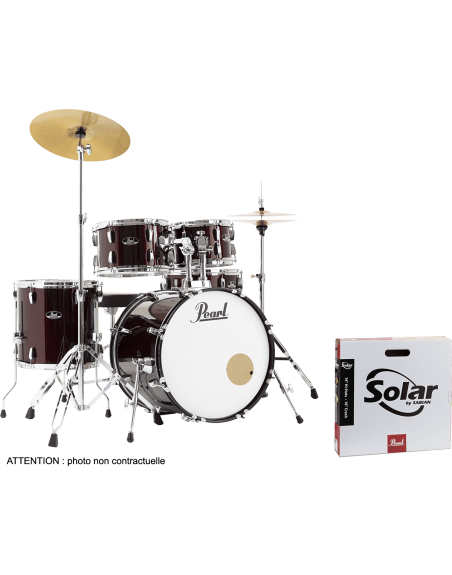 PEARL FUSION 20" 5 FUTS - RED WINE + PACK SABIAN SOLAR