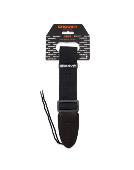 GROOVIT SANGLE COTON NOIR UNI BOUCLES CUIR