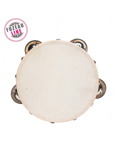 TAMBOURIN PEAU NATURELLE 15CM + 8 CYMBALETTE